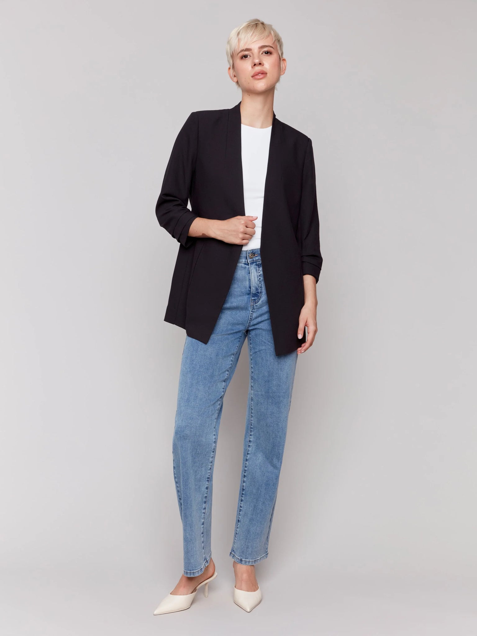Crepe Open Front Blazer