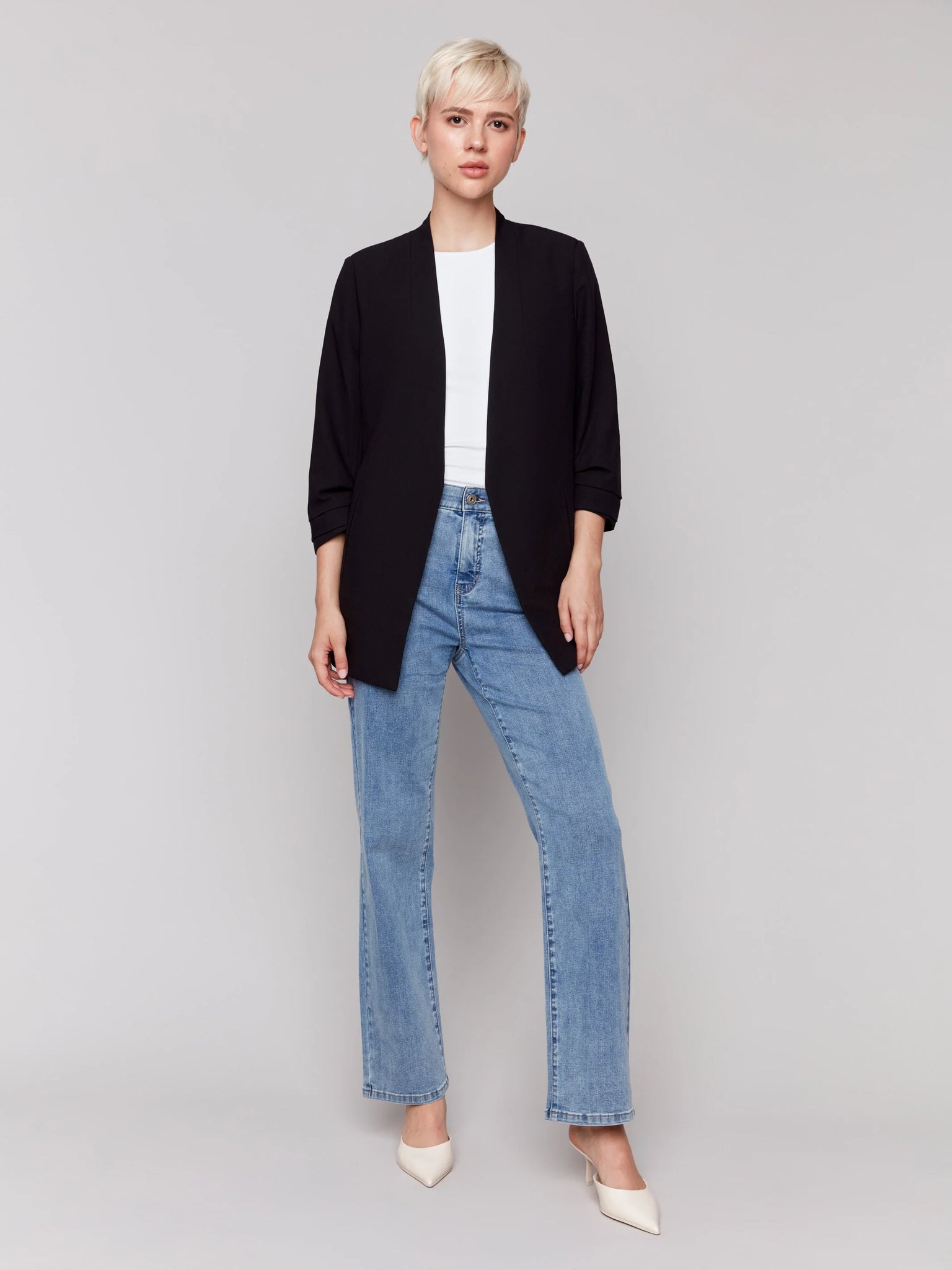 Crepe Open Front Blazer