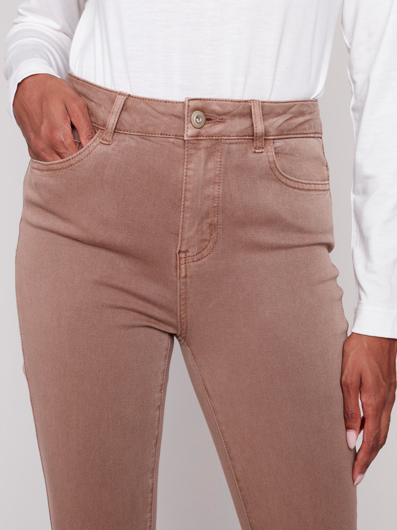 Cuffed Hem Twill Jeans | Truffle