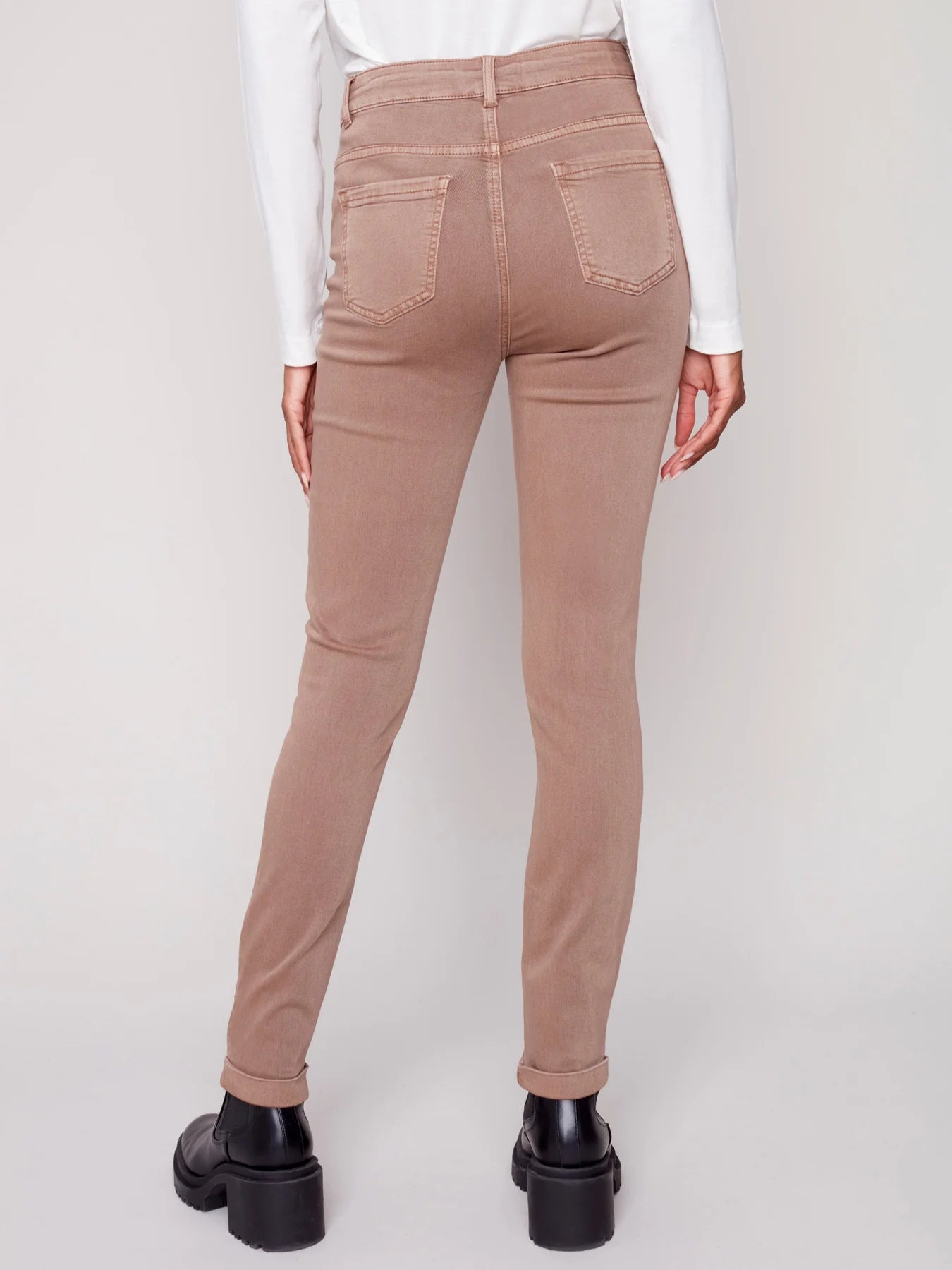 Cuffed Hem Twill Jeans | Truffle