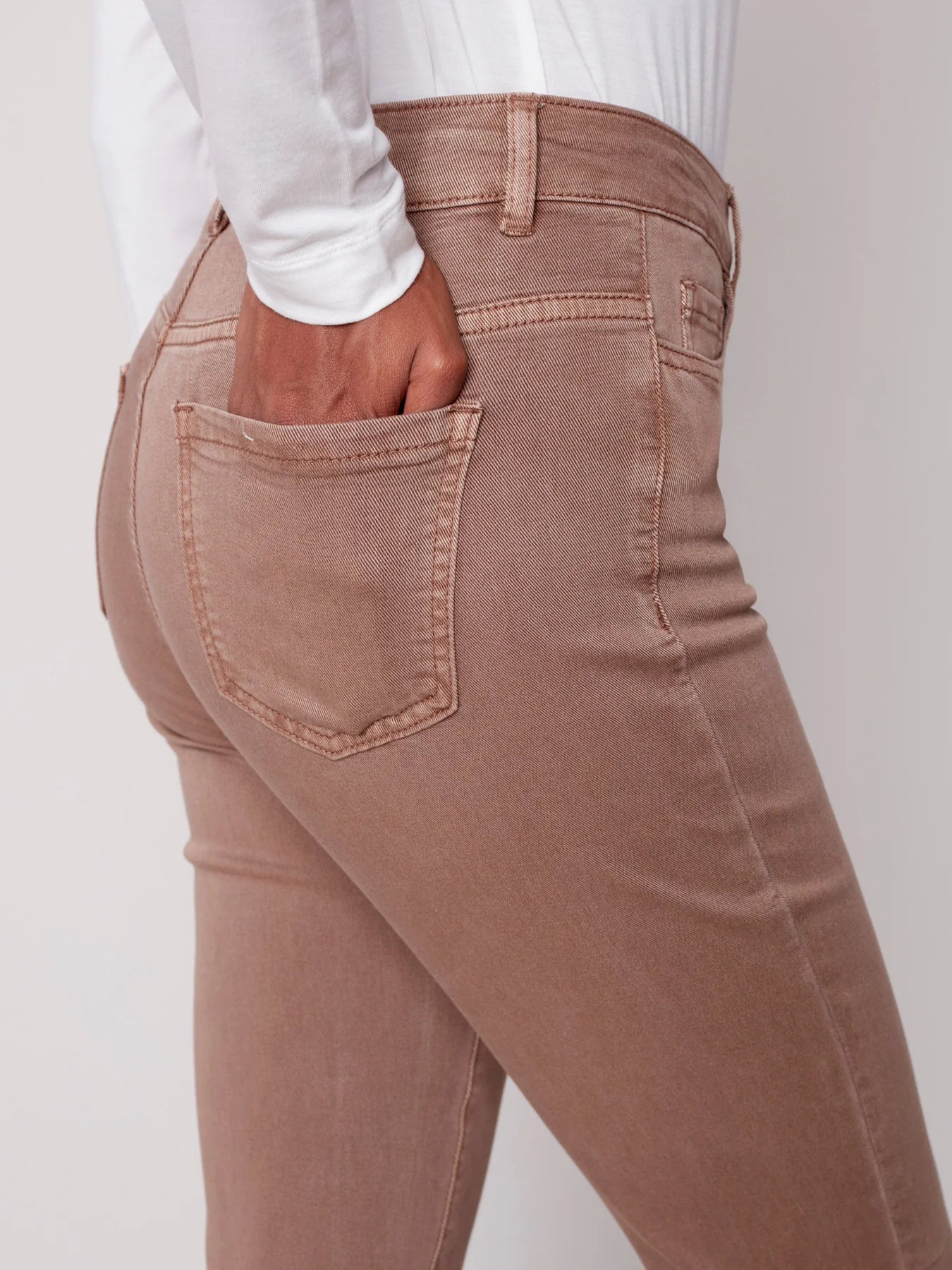 Cuffed Hem Twill Jeans | Truffle