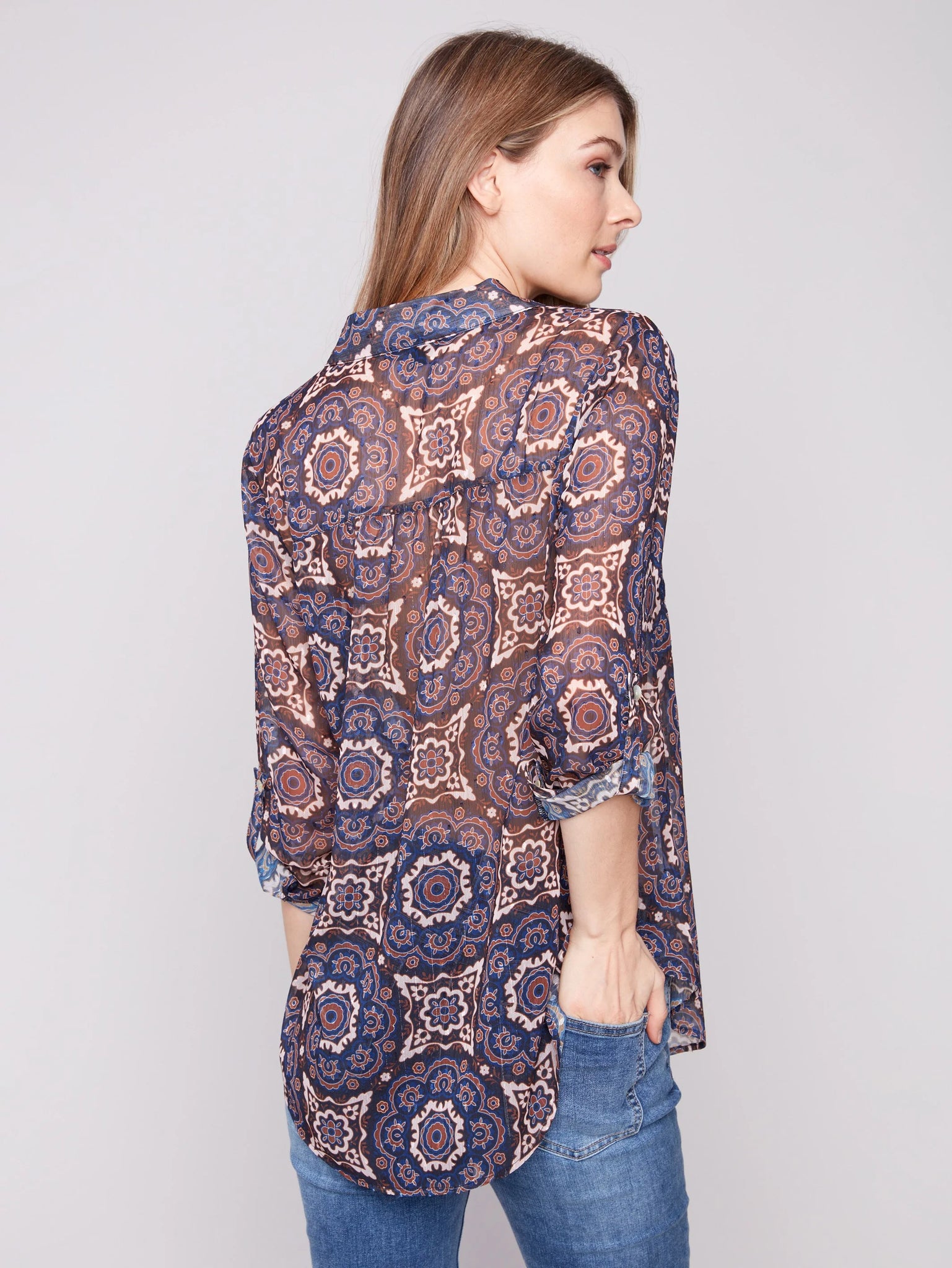 Printed Button-Up Blouse