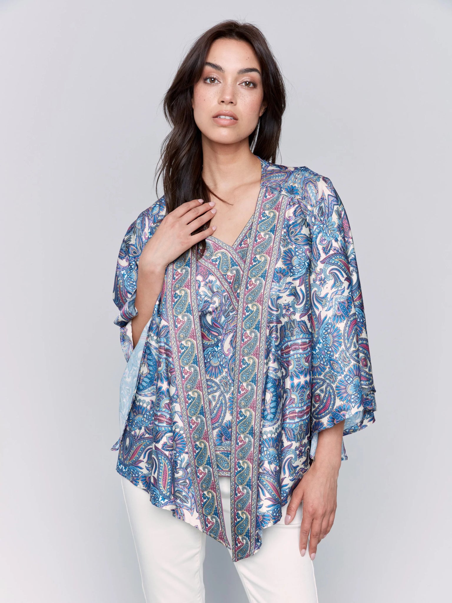 Printed Satin Kimono