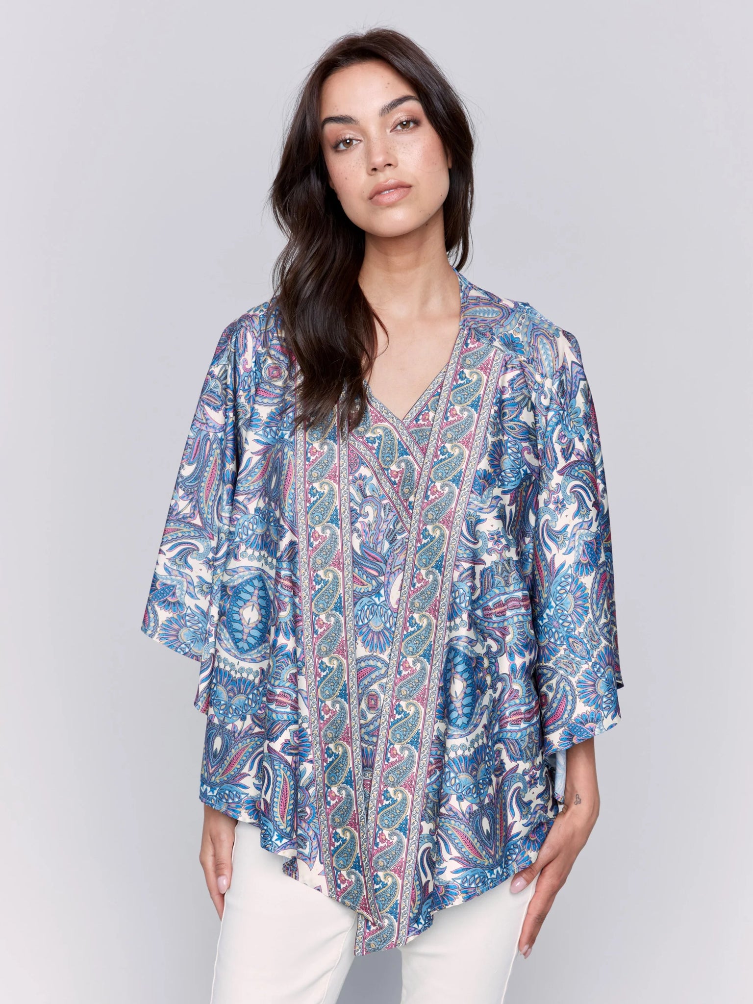 Printed Satin Kimono
