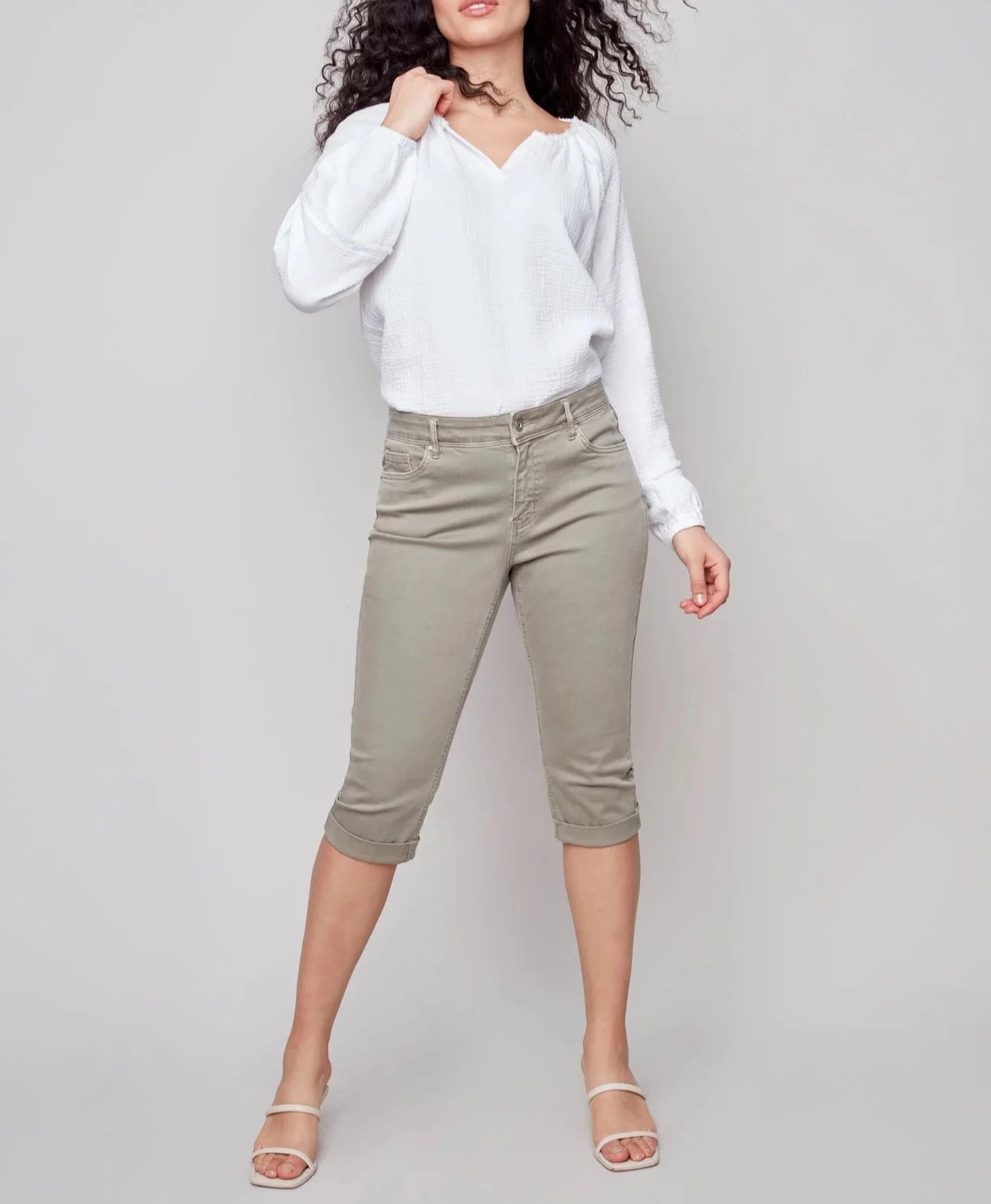 Denim Pedal Pusher Pant | Celadon