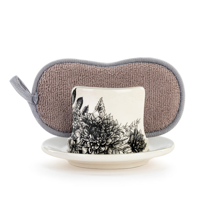 Floral Soap Dish with Sponge