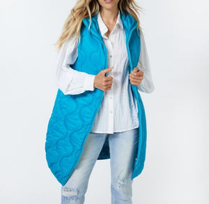 Body Warmer Quilted Long Vest | Petrol