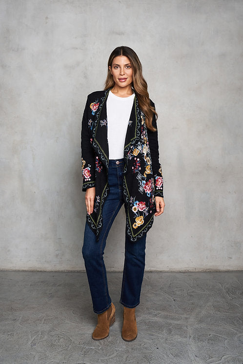Double Face Knit Embroidered Cardigan