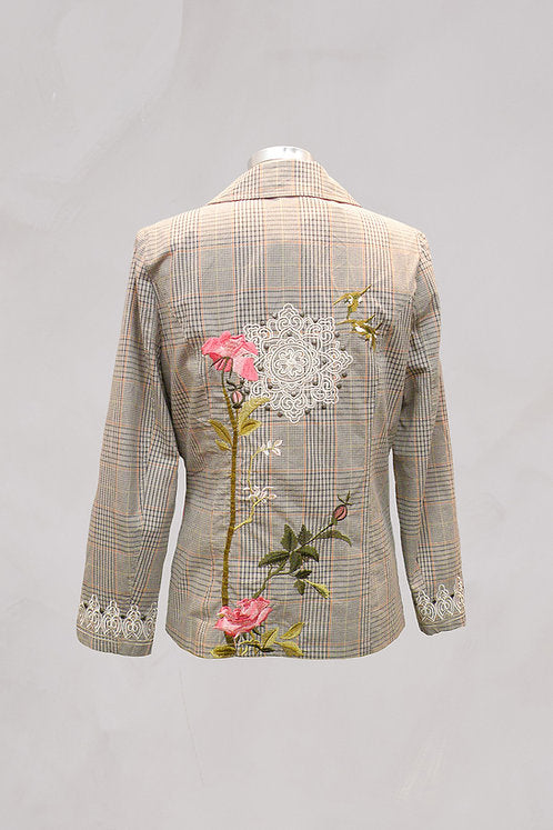 MAJ Woven Pin Stripe Embroidered Blazer