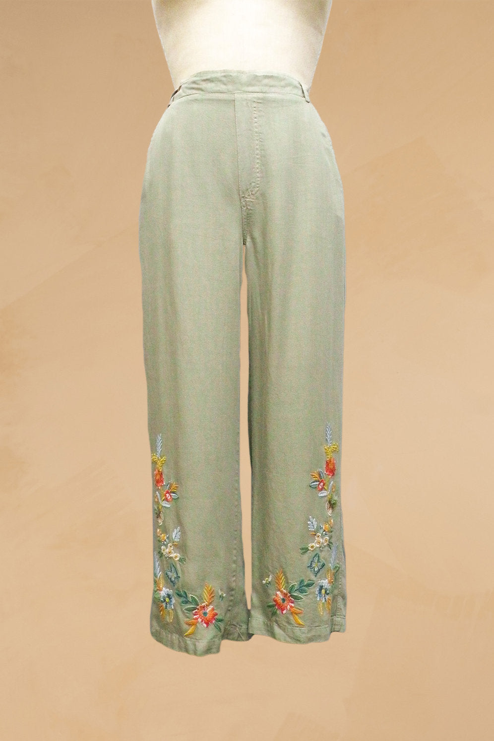 Tencel Embroidered Crop Pant
