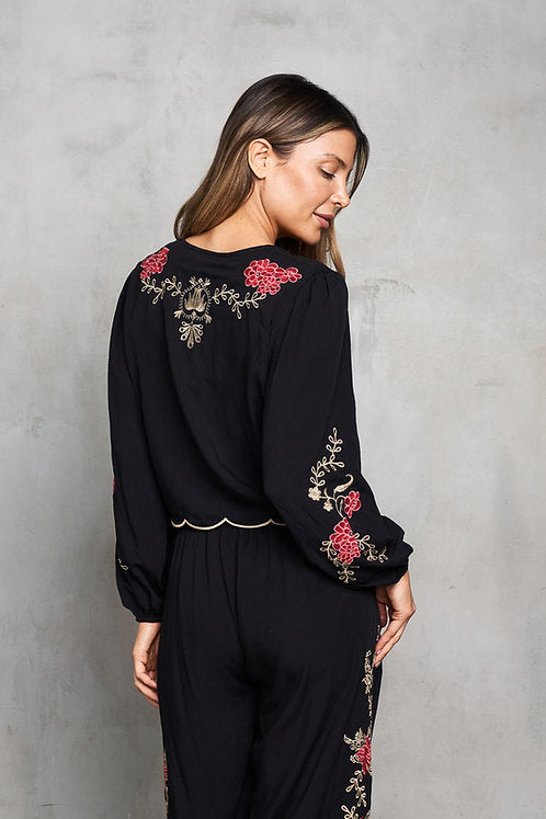 Viscose Embroidered Bolero w/Scallop Trim