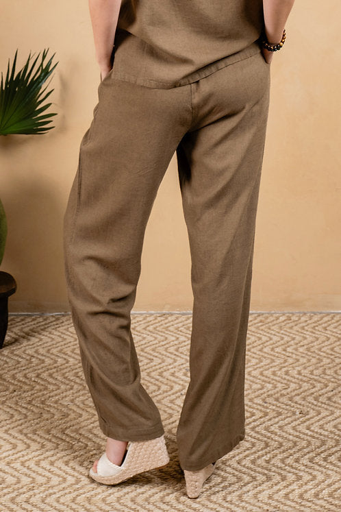 Linen Blend Solid Pant w/ Pockets - Inseam 31"