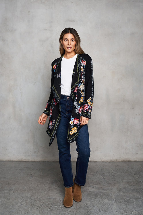 Double Face Knit Embroidered Cardigan