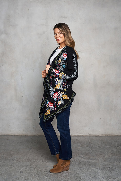 Double Face Knit Embroidered Cardigan