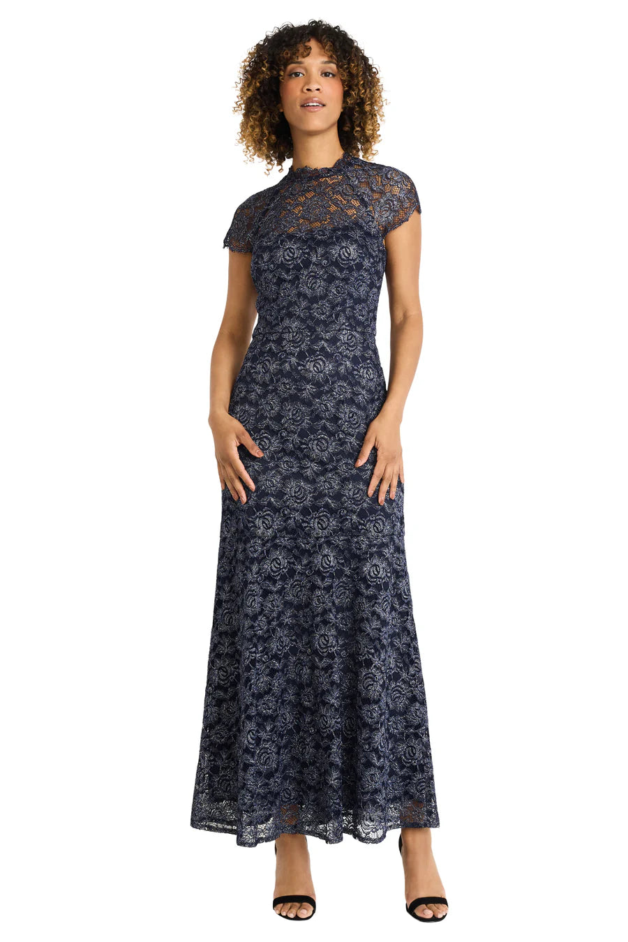 Maggy London Cap Sleeve Illusion Gown