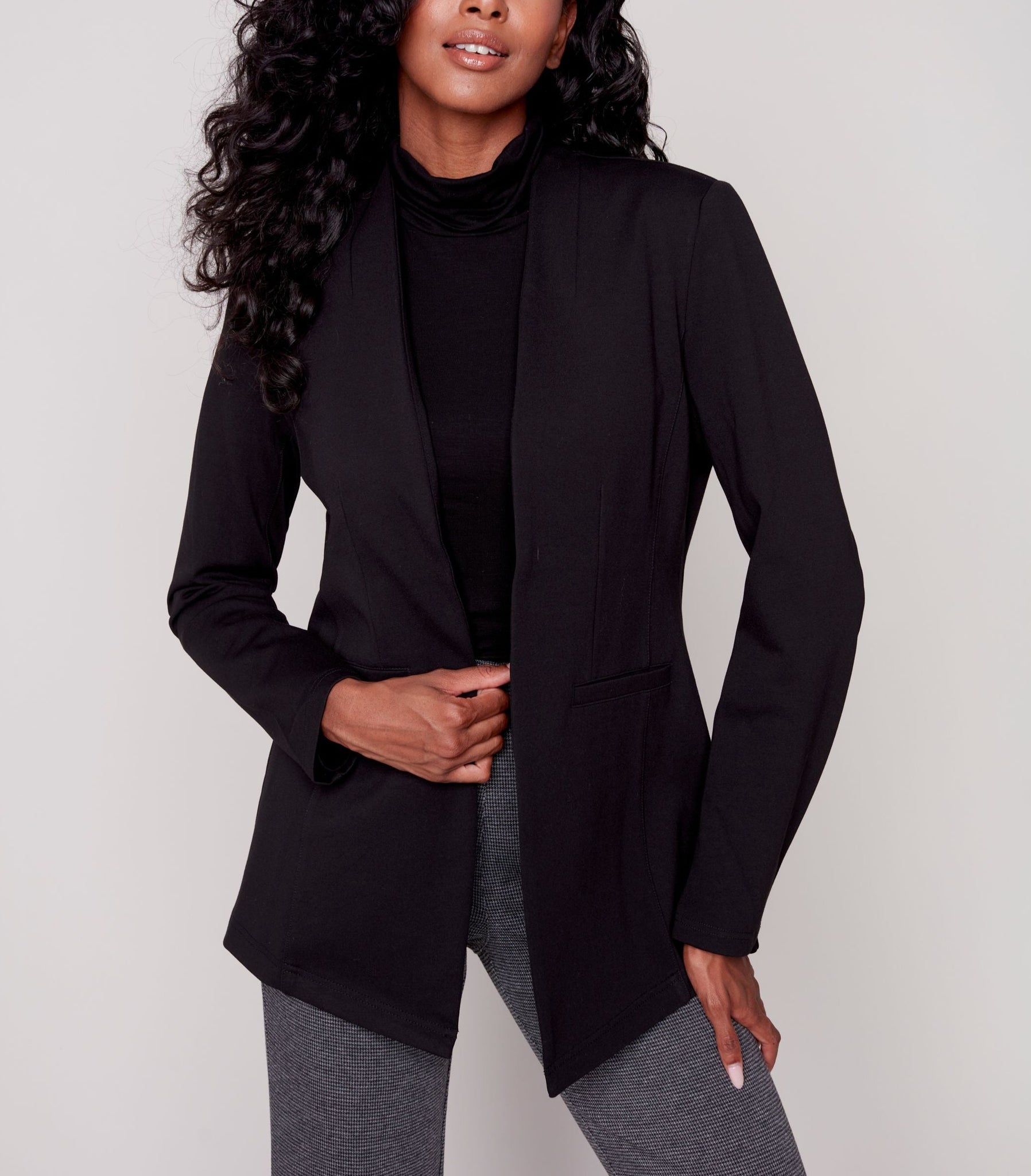Collarless Blazer | Black
