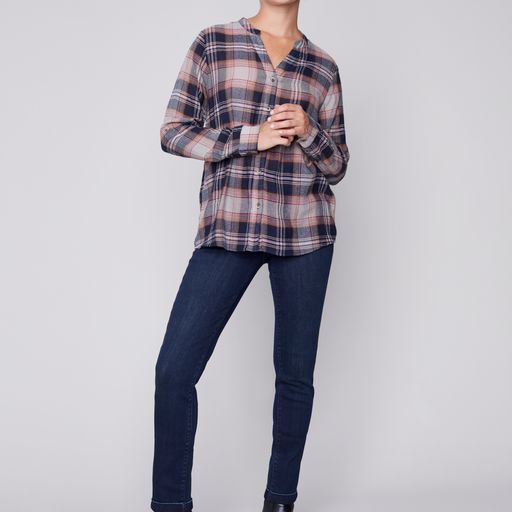 Plaid Button Down Shirt | Navy