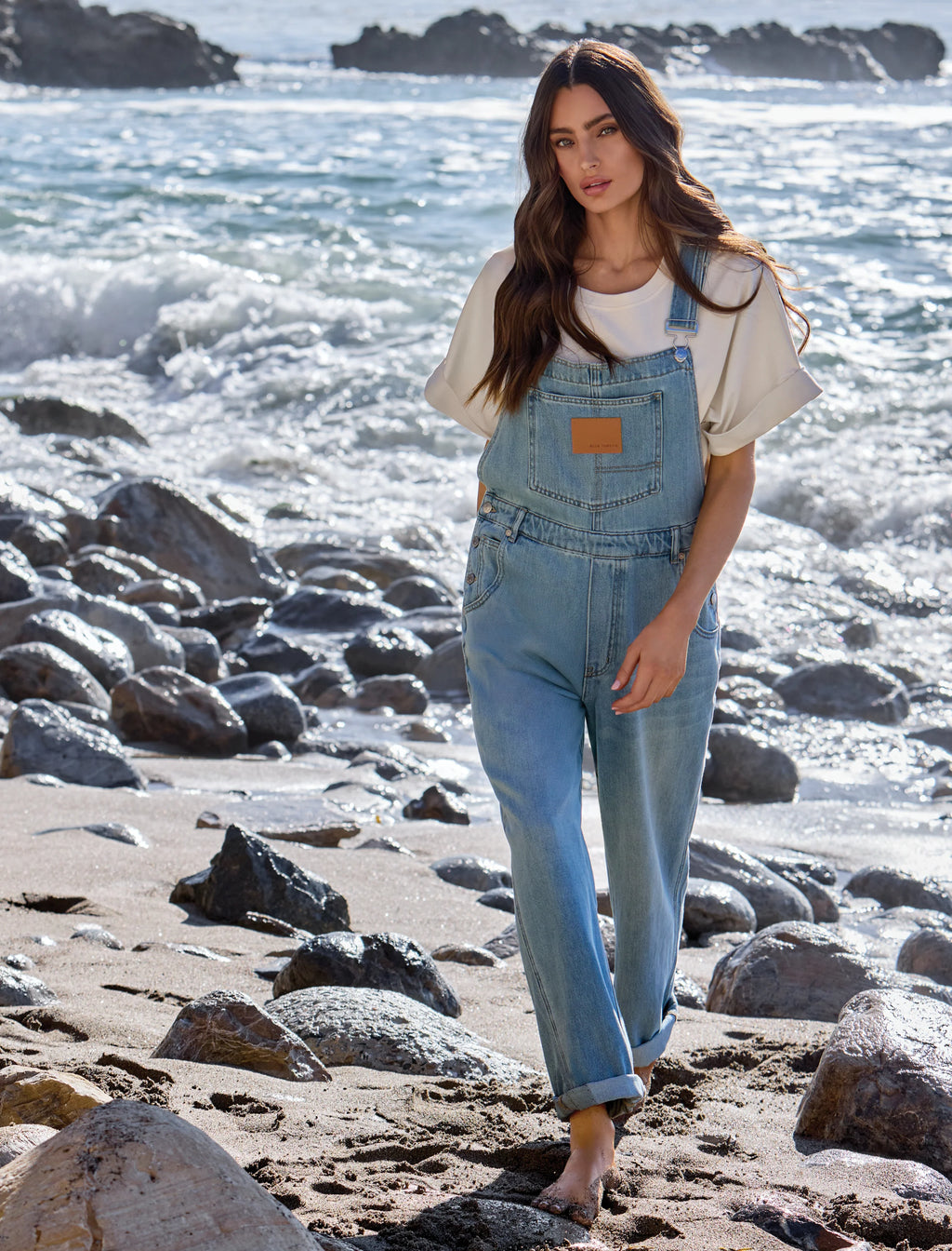 Blue Thread Classic Denim Flowy Straight Leg Overalls