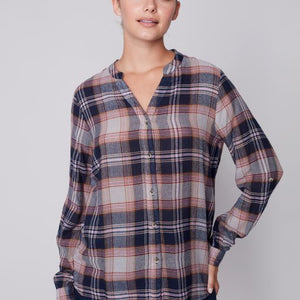 Plaid Button Down Shirt | Navy