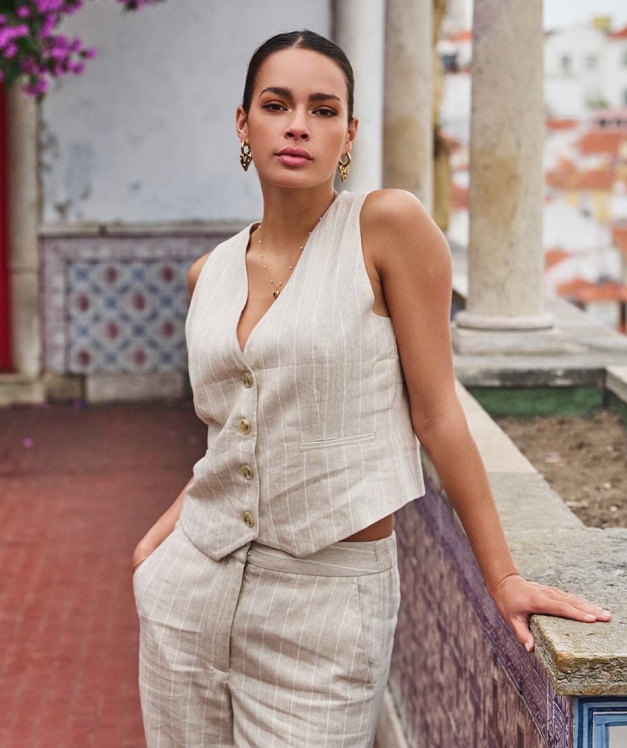 Striped Linen Vest