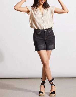 Audrey Girlfriend Classic Denim Short | Dusty Black