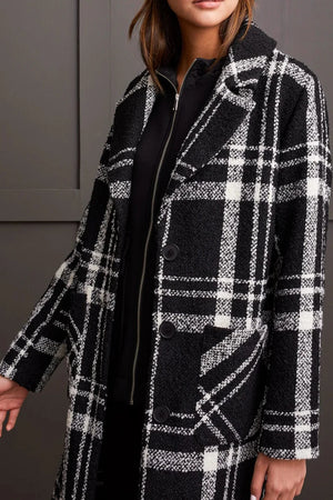 Boucle Button Front Plaid Jacket