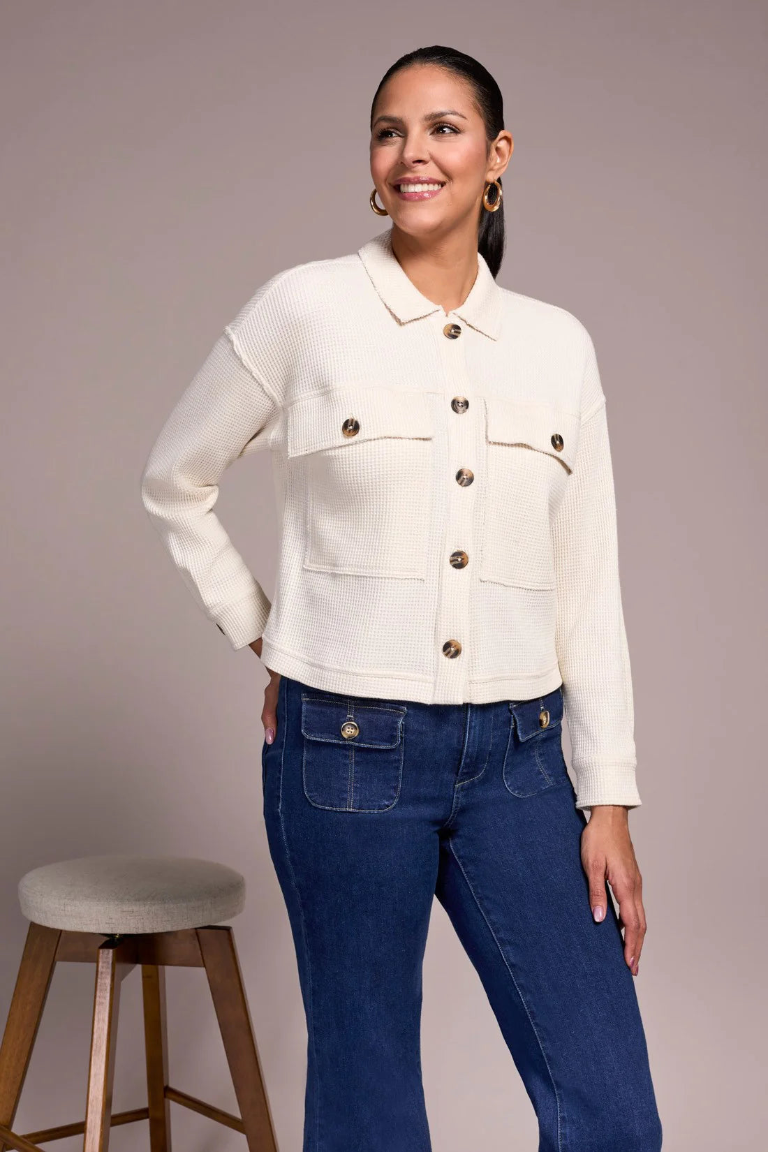 Brushed Waffle Knit Shacket