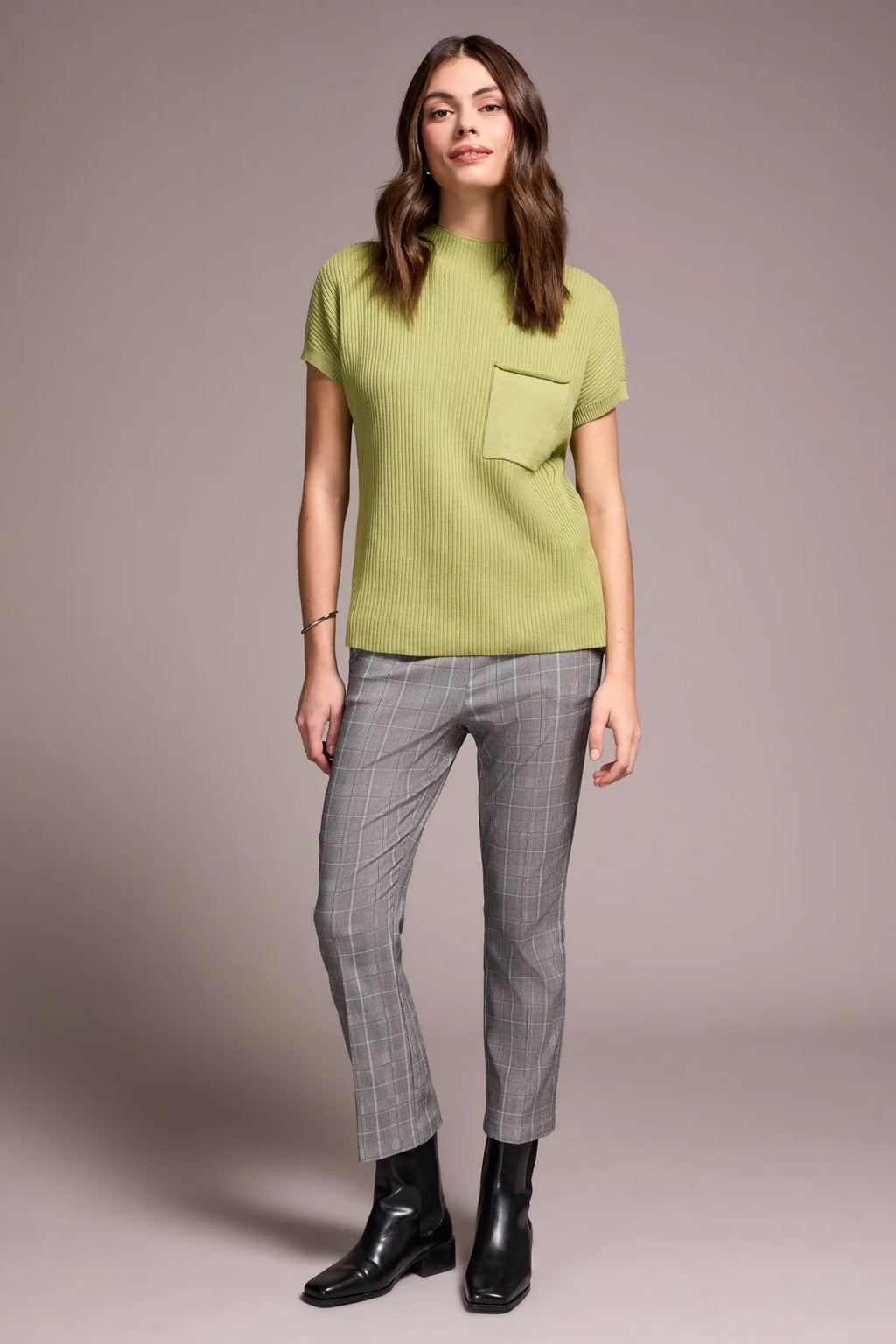 Cotton Mock Neck Cap Sleeve Short Sleeve Top