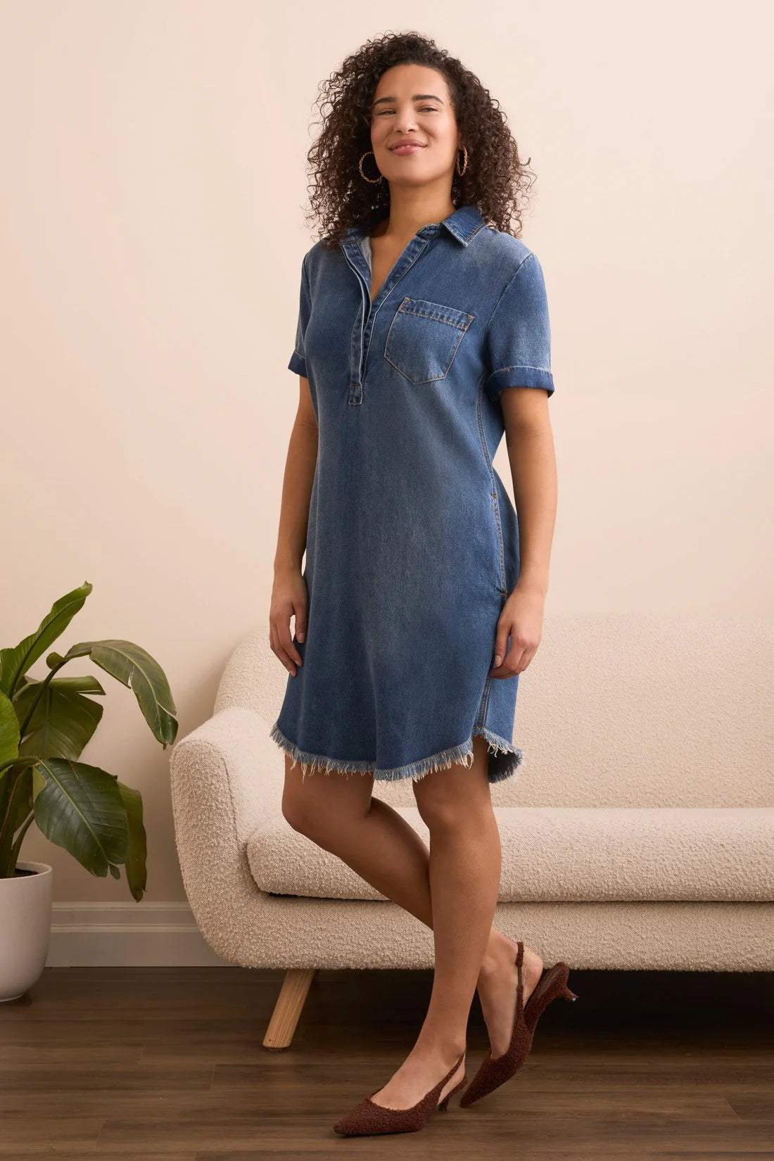 Flowy Lyocell Pop Over Shirt Dress