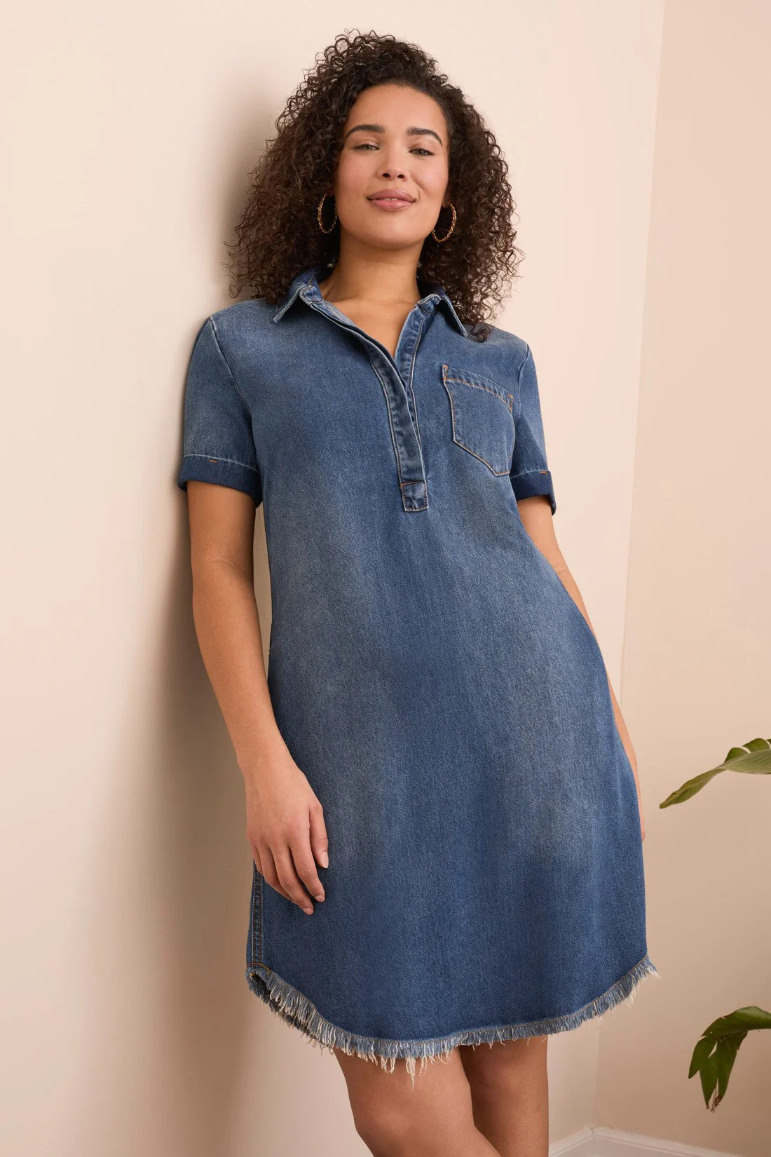 Flowy Lyocell Pop Over Shirt Dress