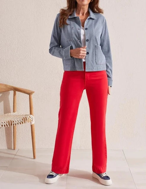 FLY FRONT WIDE LEG PANT | Poppy Red
