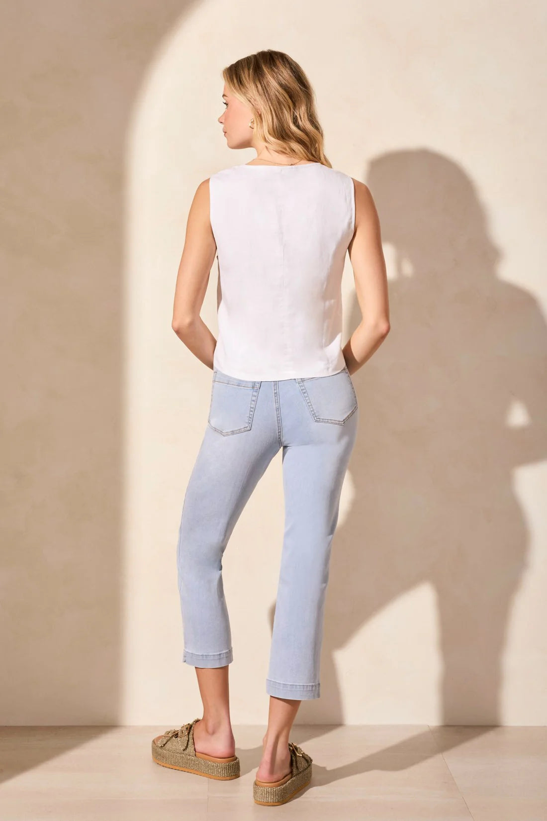 Linen Blend Lined Button-Front Vest