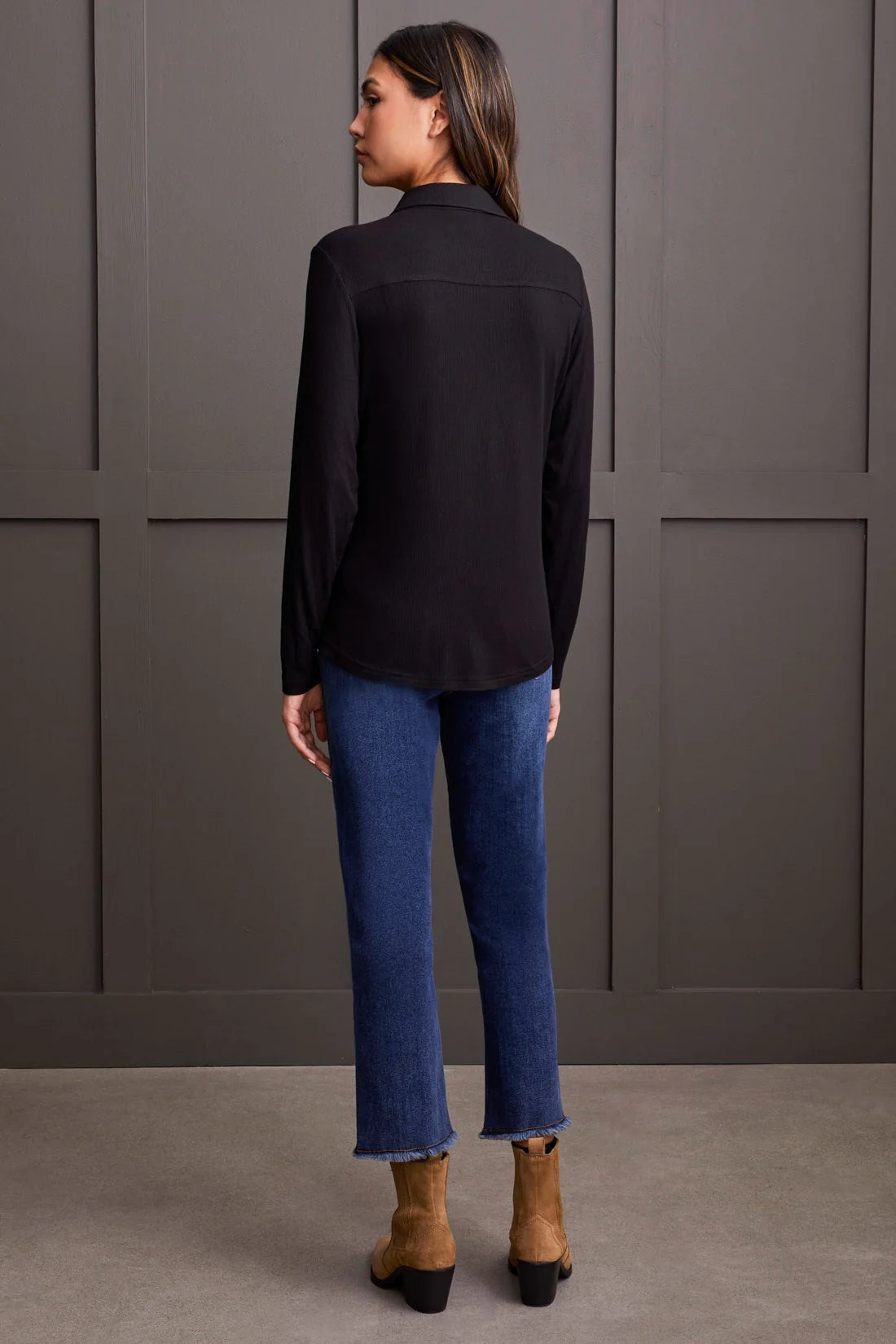 Soft Touch Mini Rib Button Up Shirt