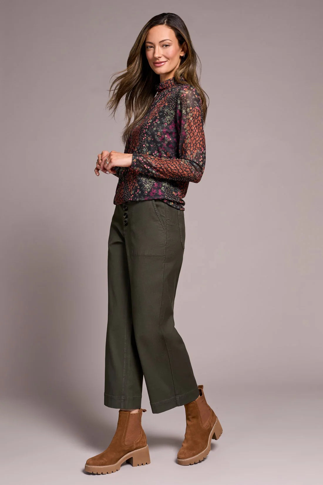 Slub Cotton Sophia Curvy Wide Leg Jeans