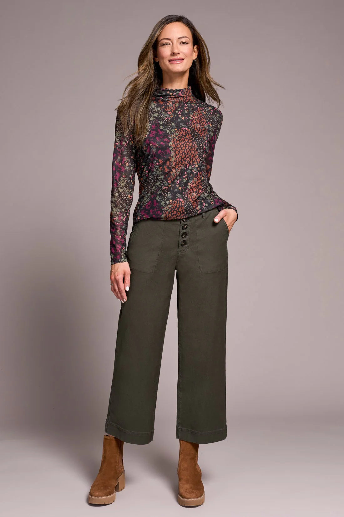 Slub Cotton Sophia Curvy Wide Leg Jeans