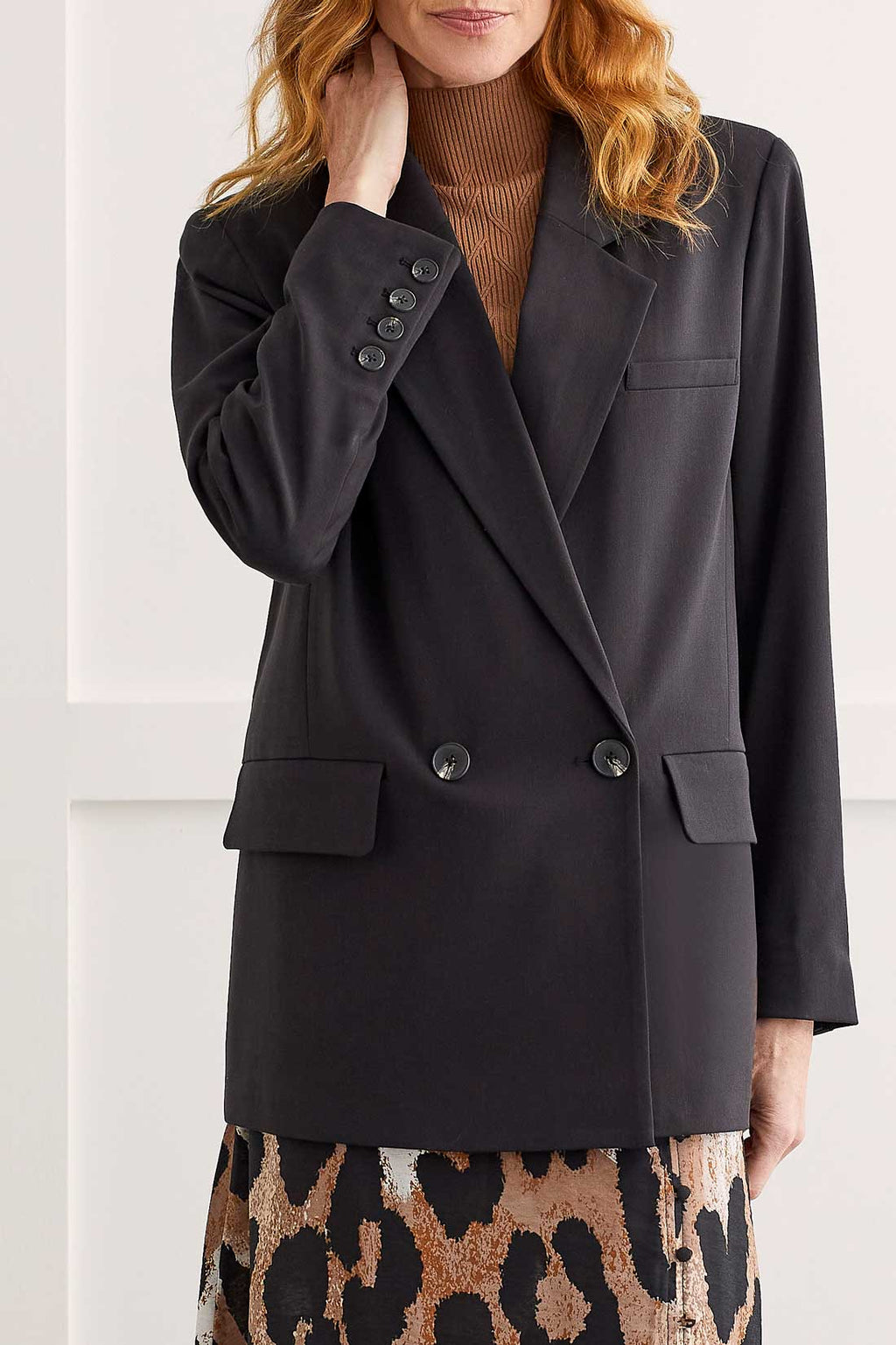 Double Breasted Boyfriend Blazer | Black