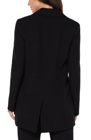 Button Front Boyfriend Blazer | Black