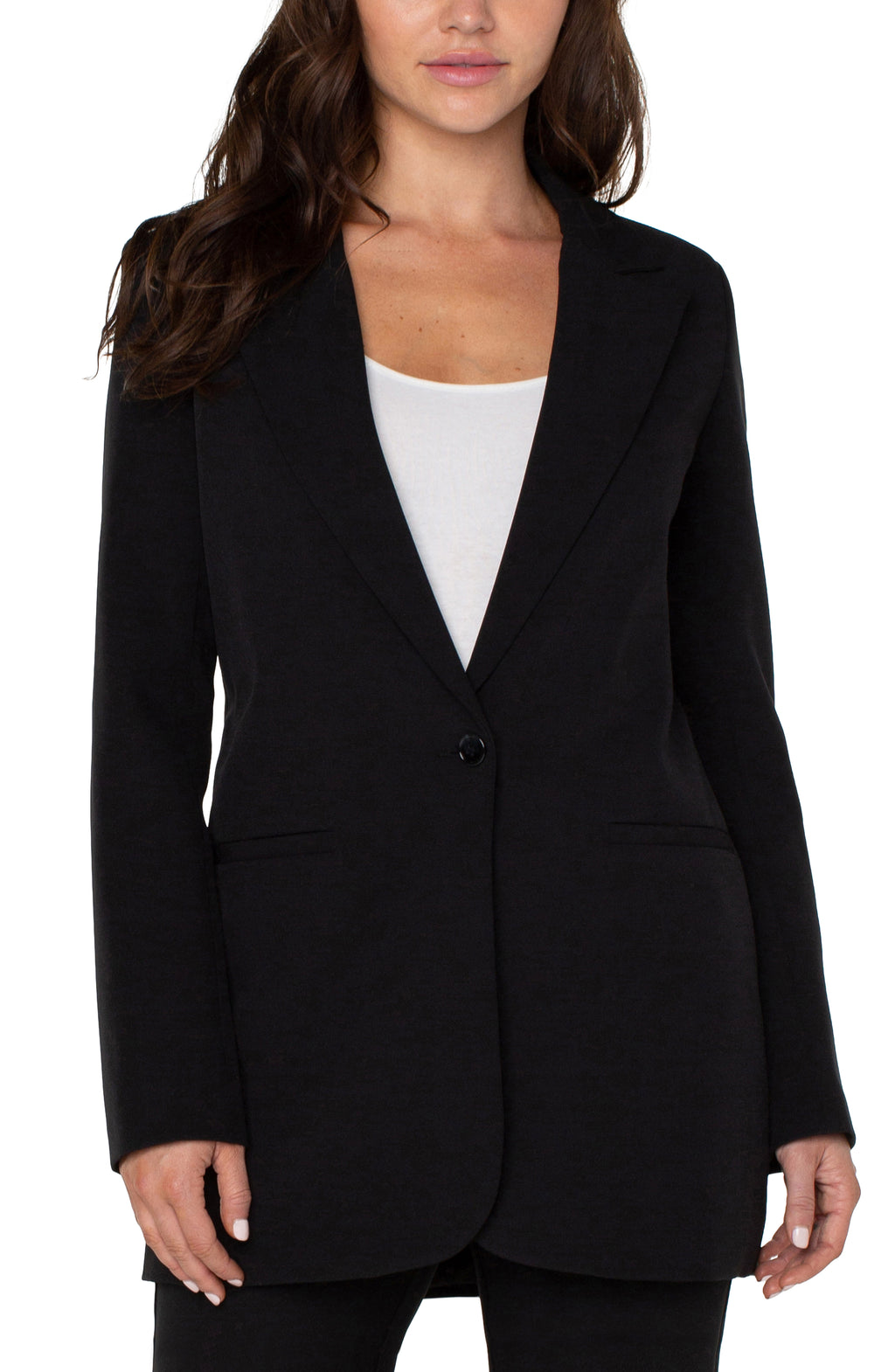 Button Front Boyfriend Blazer | Black