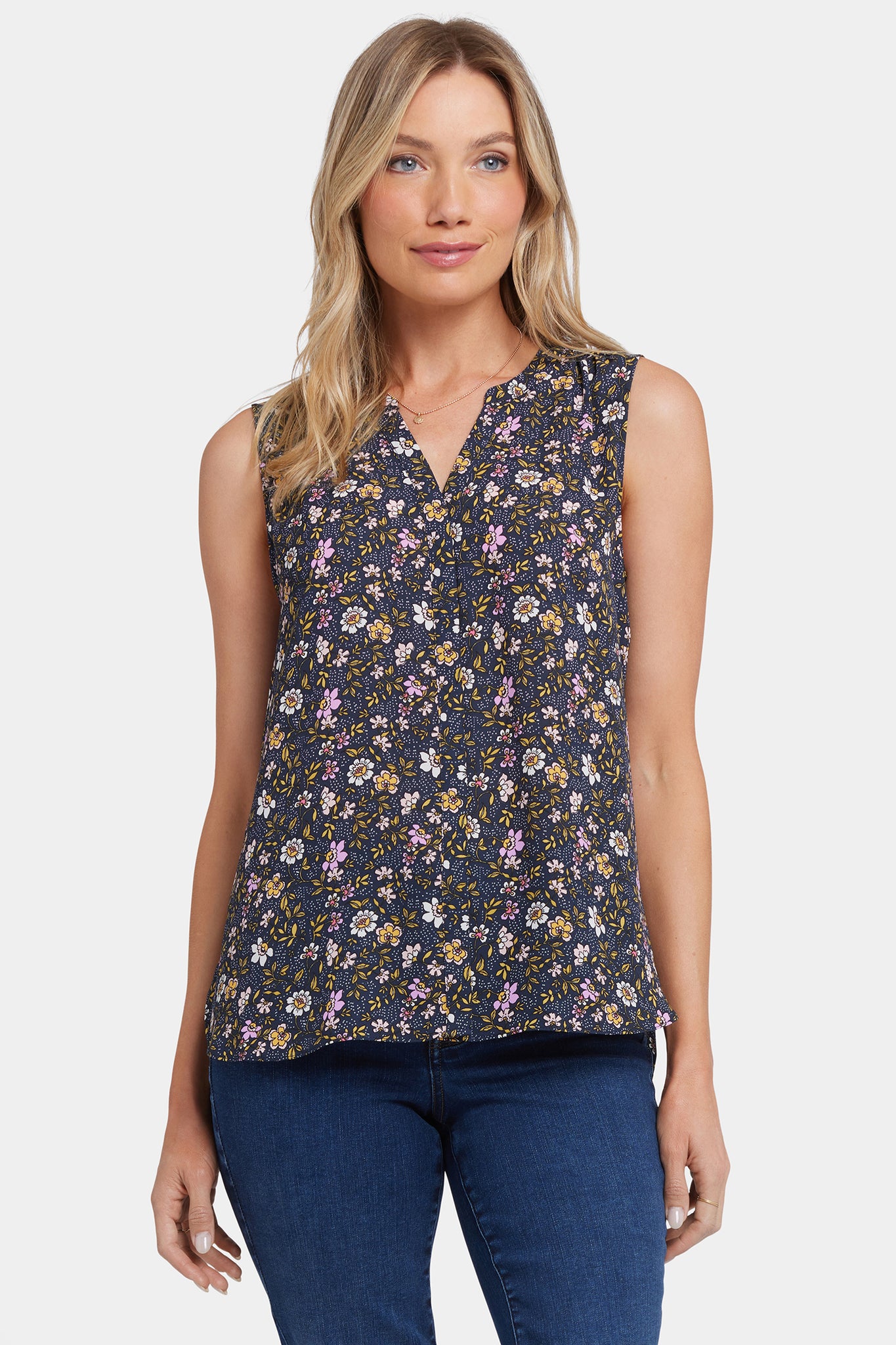 Sleeveless Pintuck Blouse