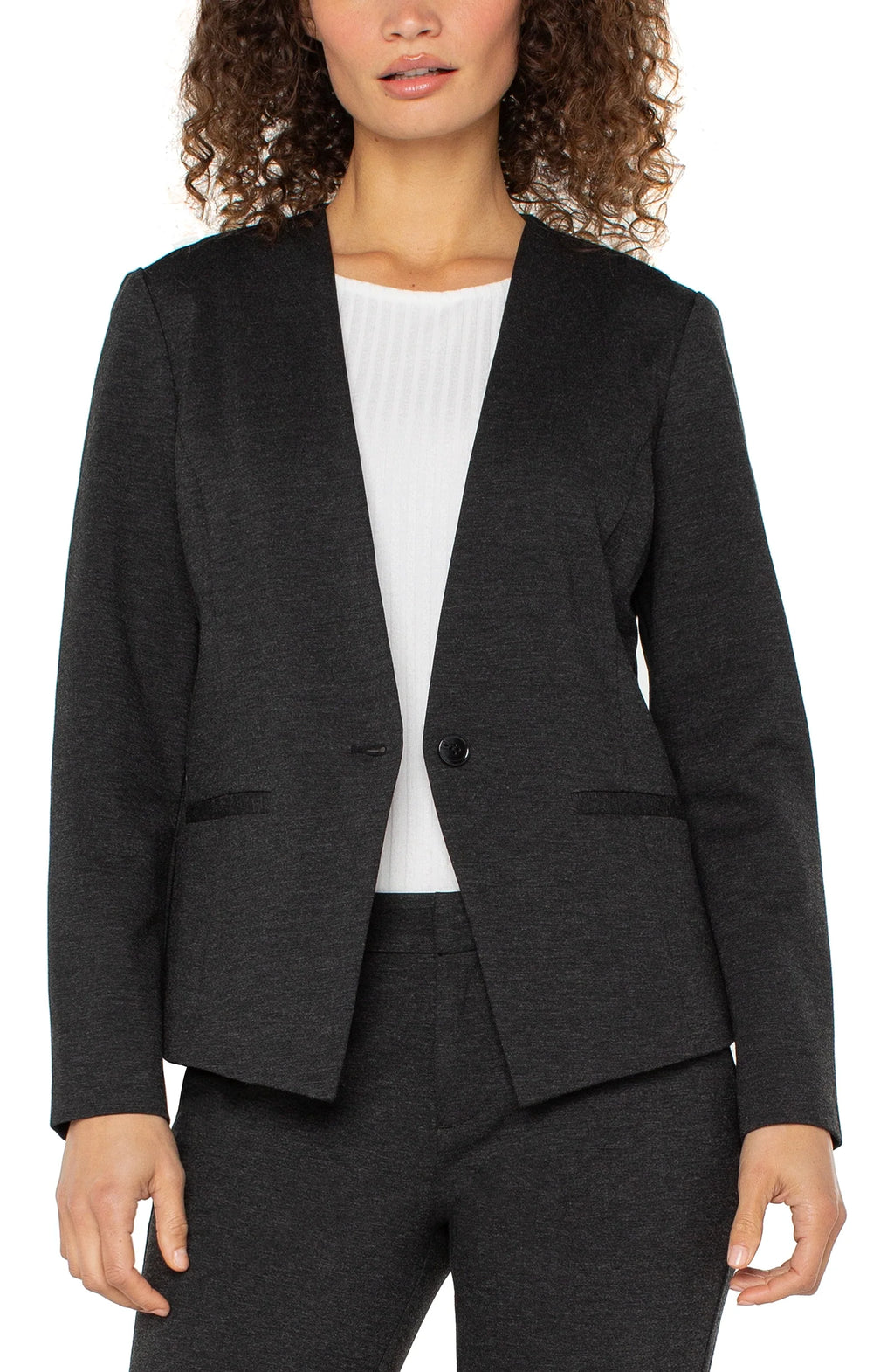 Collarless Fitted Blazer