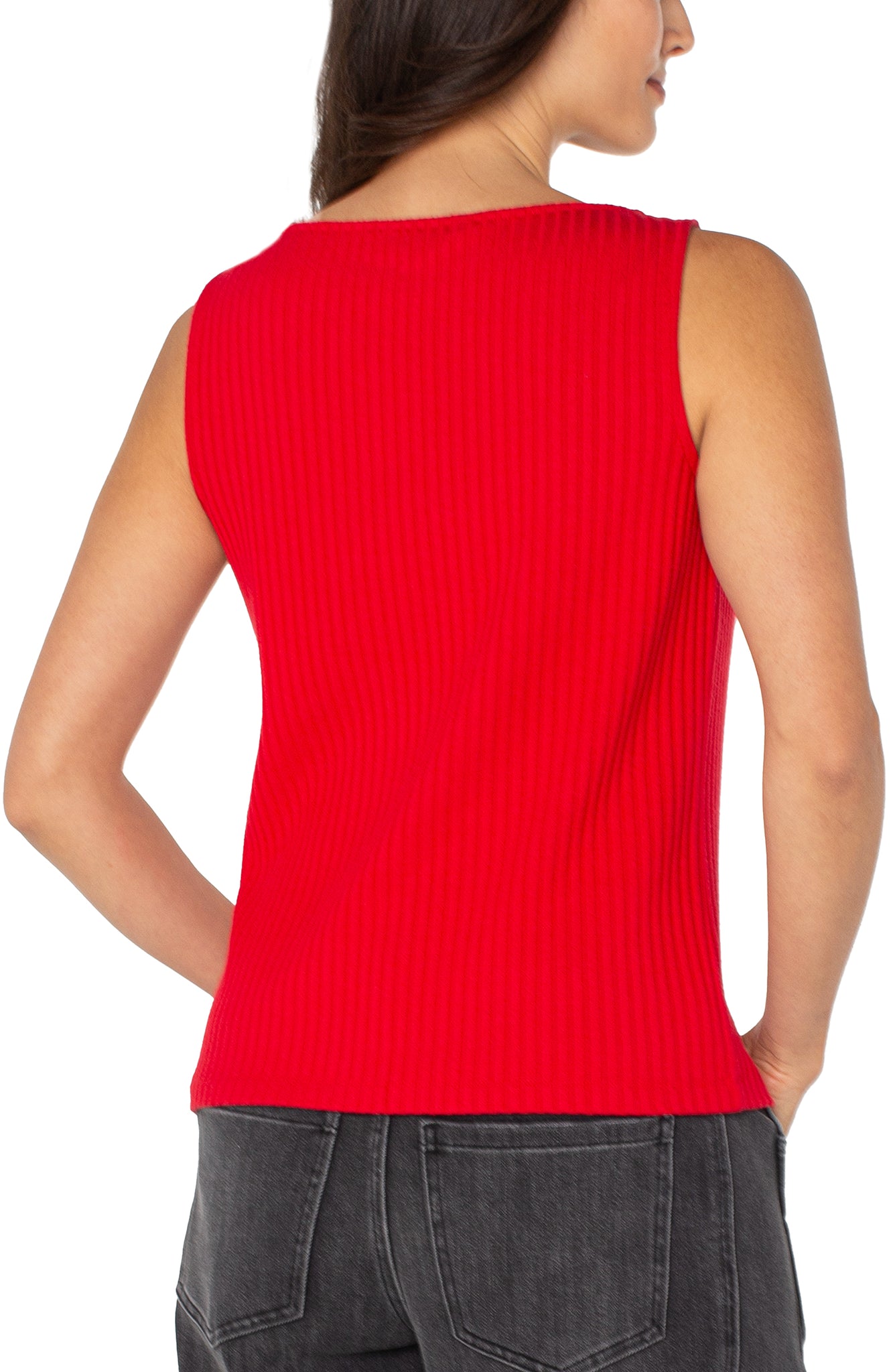 Sleeveless Boat Neck Rib Knit Top