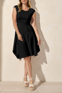 Cap Sleeve Crew Neck Dress