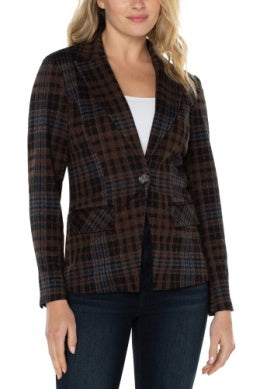 Notch Collar Blazer | Brown/Black