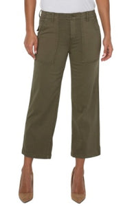 Cargo Wide Leg Crop Pants | Myrtle Green