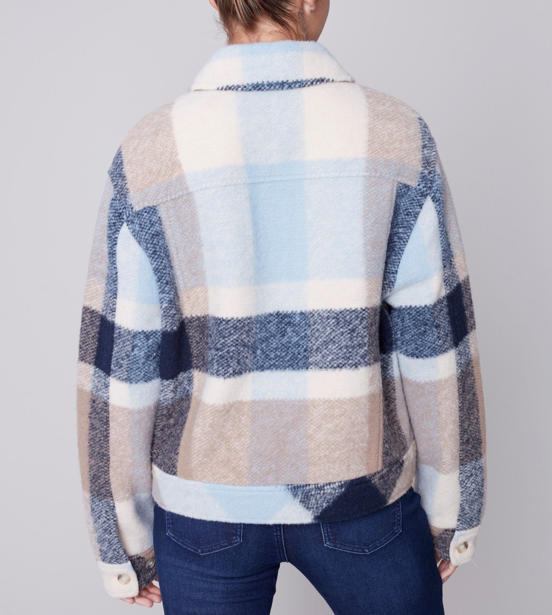 Plaid Boiled Wool Short Jacket | Snowflake