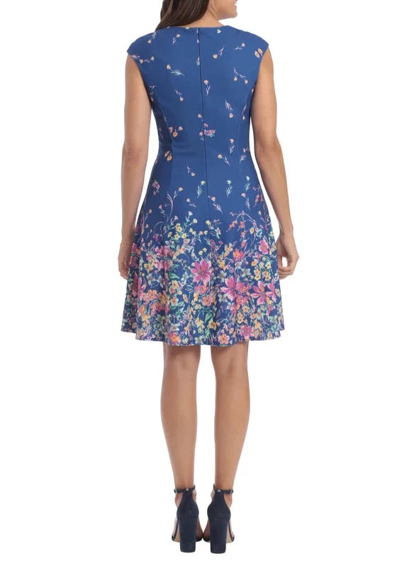 London Times Cap Sleeve Fit And Flare Dress