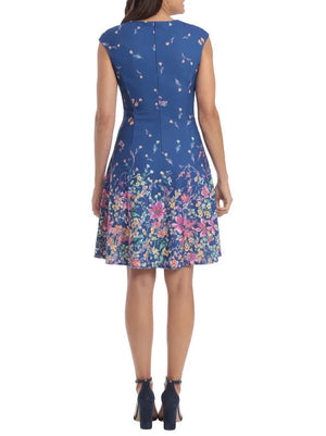 London Times Cap Sleeve Fit And Flare Dress