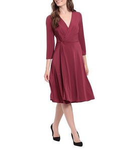 3/4 Sleeve Drape Neck Dress | Fig