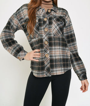 Plaid Shirt Jacket | Mocha