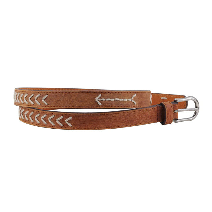 Western Stitched Skinny Leather Belt